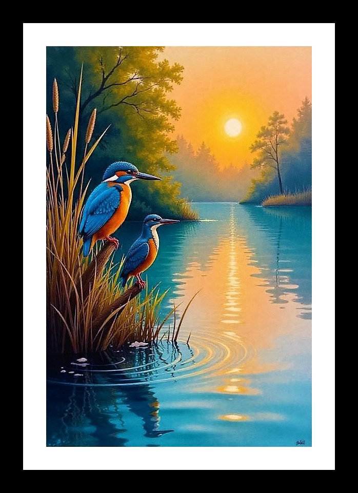 Kingfisher Jungle Portrait - Vibrant Wildlife Art Photo Frame With Photo, Wall Hanging Art, Wall Decor, Home Decor, Picture Frame | Size: 8 x 12 inches