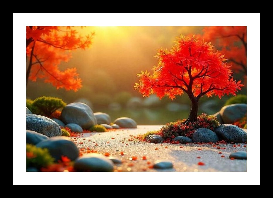 Golden Autumn Maple Portrait - Serene Scene. Wall Art, Interior Accents, Framing Solutions, Residential/Commercial Decor, Premium Gifts | Size: 8 x 12 inches