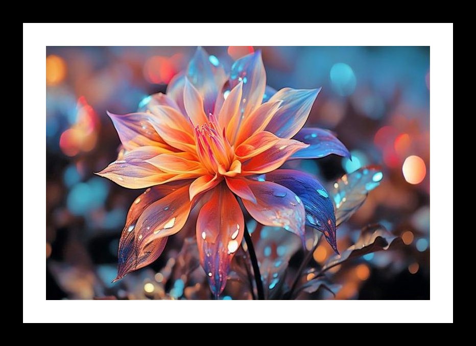 Iridescent Bloom: Dew-Kissed Floral Art. Wall Art, Interior Accents, Framing Solutions, Residential/Commercial Decor, Premium Gifts | Size: 8 x 12 inches
