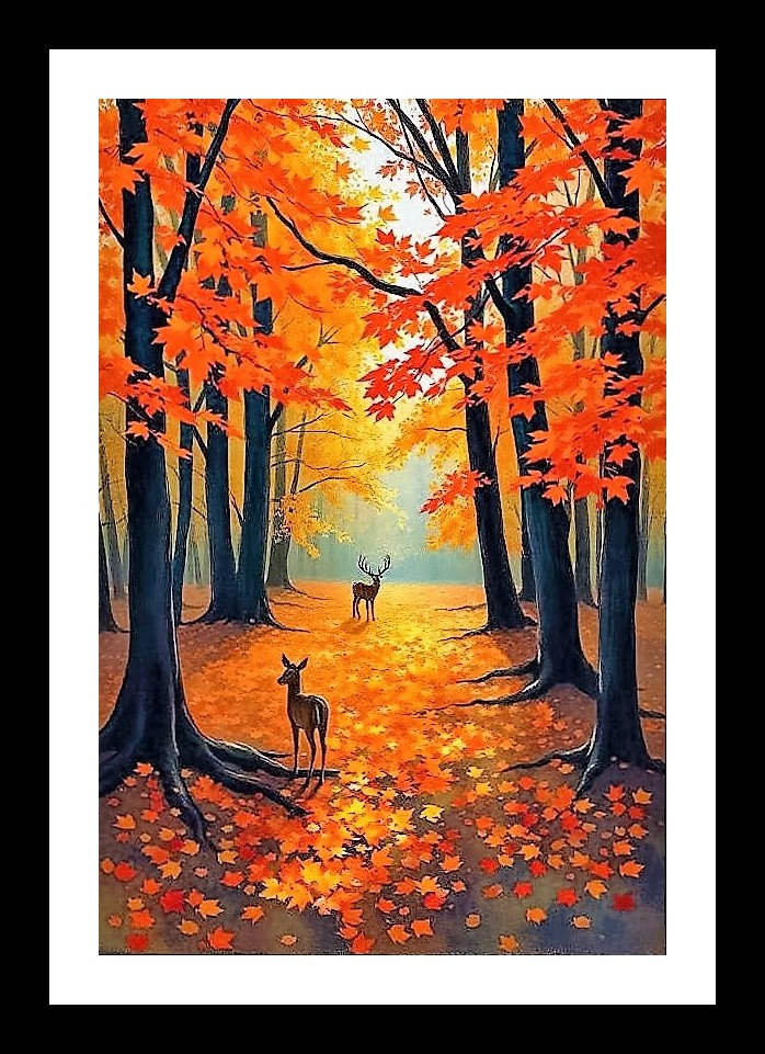 Enchanted Crimson Forest Portrait - Magical Dreamscape. Photo Frame With Photo, Wall Hanging Art, Wall Decor, Home Decor, Picture Frame | Size: 8 x 12 inches