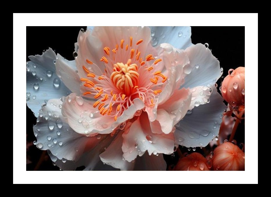 Raindrop Jewels: Delicate Flower Art. Wall Art, Interior Accents, Framing Solutions, Residential/Commercial Decor, Premium Gifts | Size: 8 x 12 inches