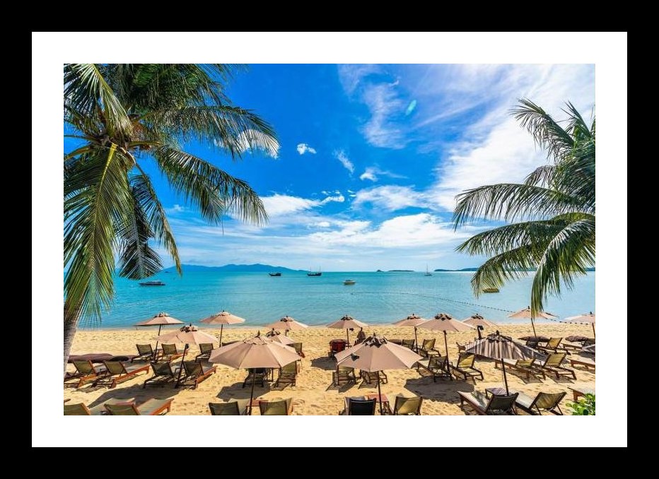 Paradise Beach: Turquoise Water, White Sand, Blue Sky. Wall Art, Interior Accents, Framing Solutions, Residential/Commercial Decor, Premium Gifts | Size: 8 x 12 inches