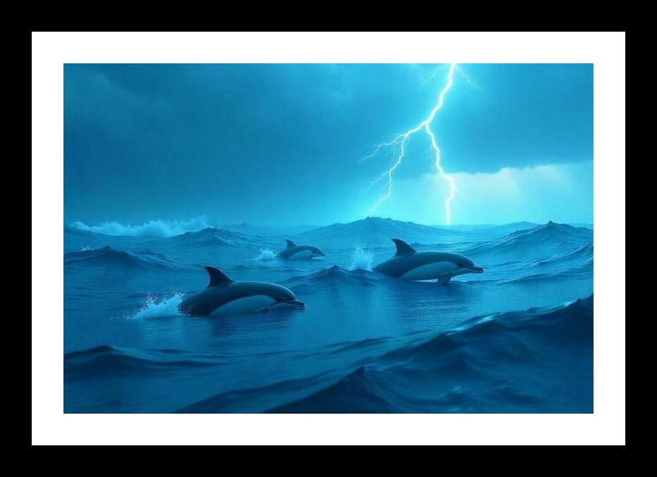 Dolphin Dance: Stormy Seas, Electric Sky. Wall Art, Interior Accents, Framing Solutions, Residential/Commercial Decor, Premium Gifts | Size: 8 x 12 inches