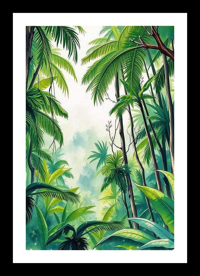 Lush Paradise Portrait: Vibrant Greens Wall Art, Interior Accents, Framing Solutions, Residential/Commercial Decor, Premium Gifts | Size: 8 x 12 inches