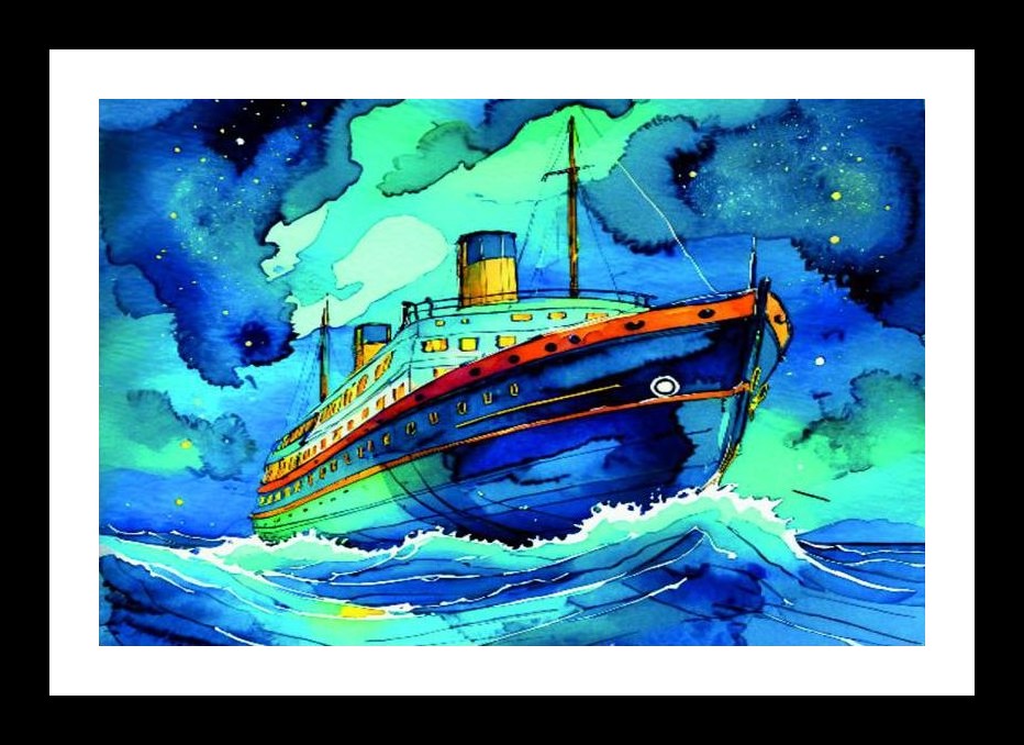 Ocean Liner Voyage: Starry Night Canvas Art. Wall Art, Interior Accents, Framing Solutions, Residential/Commercial Decor, Premium Gifts | Size: 8 x 12 inches