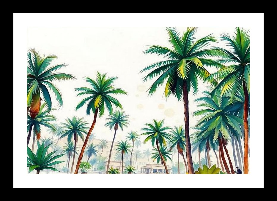 Tropical Paradise Portrait - Lush Palms, Hazy Horizon. Wall Art, Interior Accents, Framing Solutions, Residential/Commercial Decor, Premium Gifts | Size: 8 x 12 inches