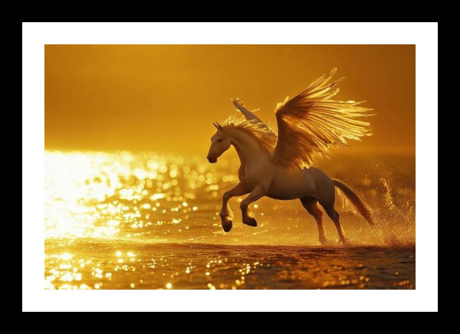 Pegasus Sunset Gallop: Breathtaking Wall Art, Interior Accents, Framing Solutions, Residential/Commercial Decor, Premium Gifts | Size: 8 x 12 inches