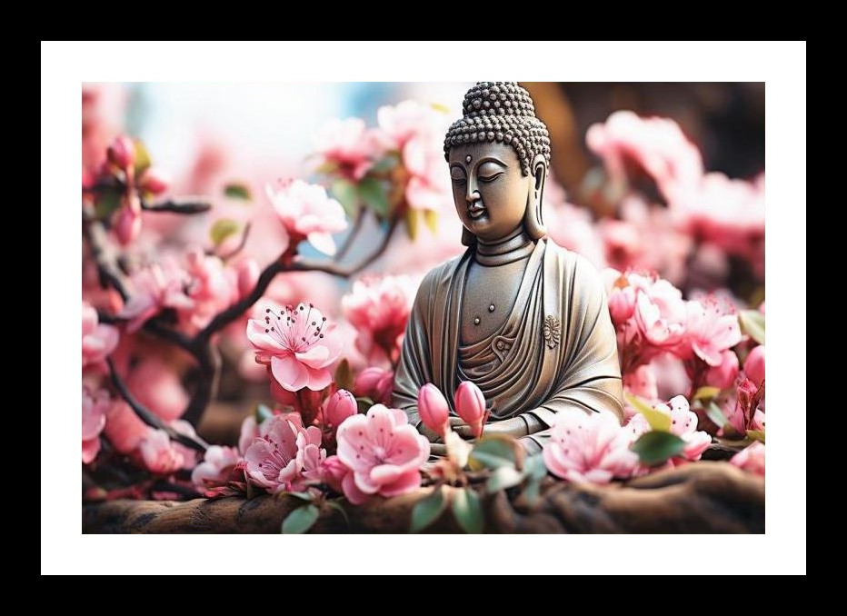 Blossoming Buddha: Serene Cherry Blossom Art, Wall Art, Interior Accents, Framing Solutions, Residential/Commercial Decor, Premium Gifts | Size: 8 x 12 inches