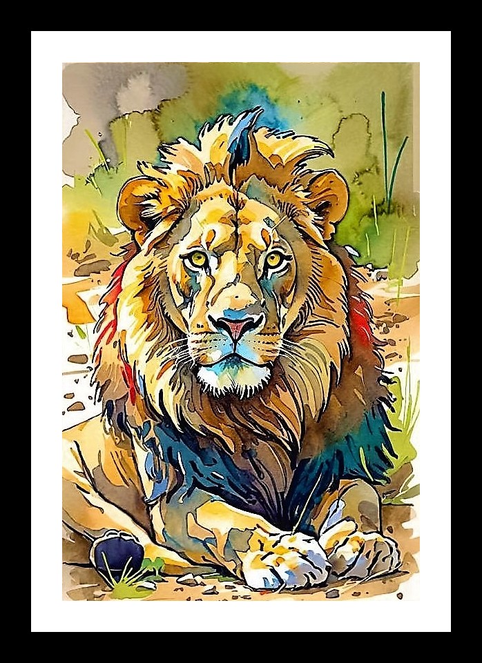 Majestic Lion Gaze: Savanna Portrait Wall Art, Interior Accents, Framing Solutions, Residential/Commercial Decor, Premium Gifts | Size: 8 x 12 inches