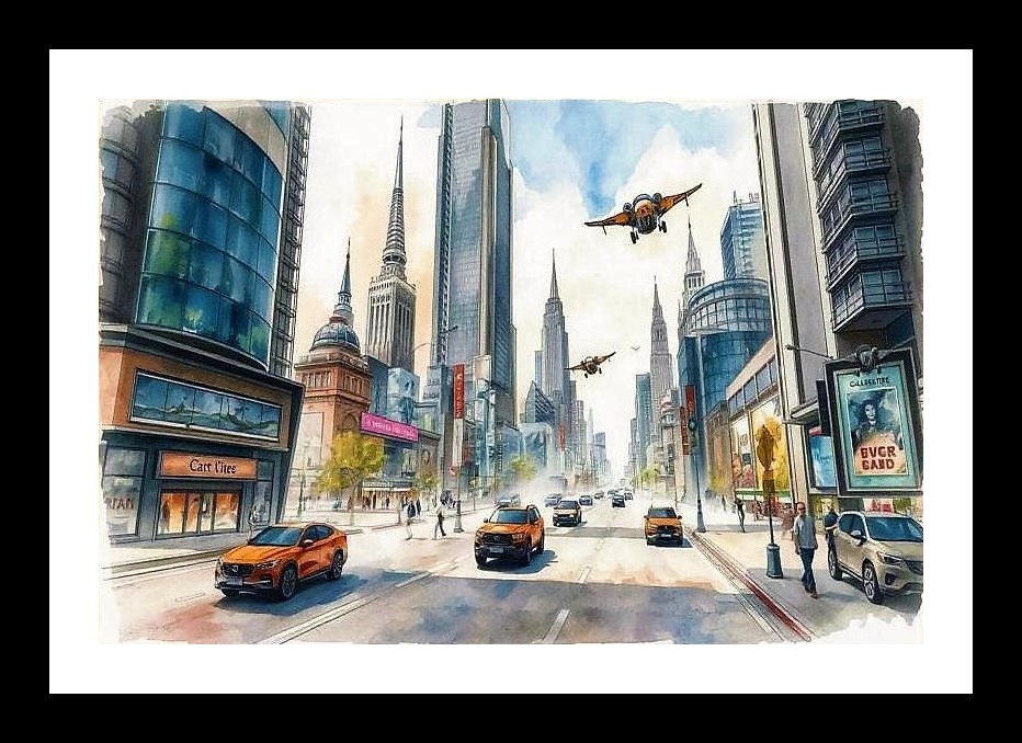 A Canvas of Modernity, Soaring Skyscrapers and Urban Rhythm, Photo Frame With Photo, Wall Hanging Art, Wall Decor, Home Decor, Picture Frame | Size: 8 x 12 inches