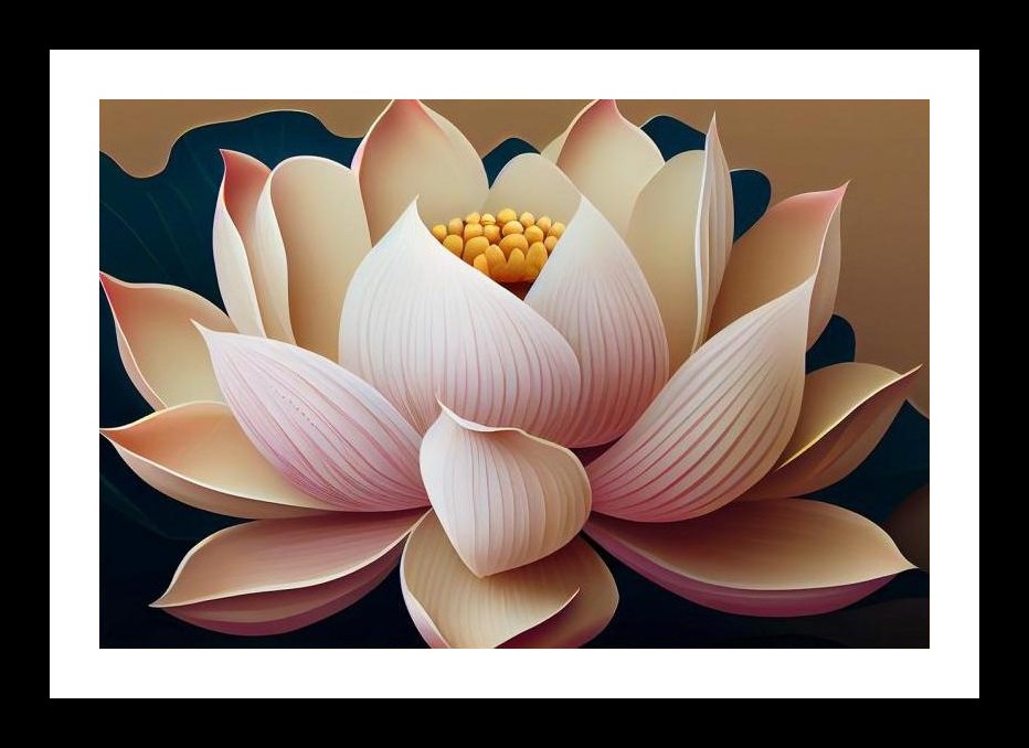 Blush Pink Lotus: Golden Heart Bloom. Wall Art, Interior Accents, Framing Solutions, Residential/Commercial Decor, Premium Gifts | Size: 8 x 12 inches