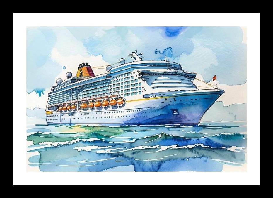 Majestic Cruise Ship Ocean Voyage Art. Wall Art, Interior Accents, Framing Solutions, Residential/Commercial Decor, Premium Gifts | Size: 8 x 12 inches