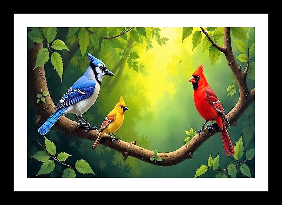 Jungle Birds Portrait: Lush Canvas Art for Your Walls Photo Frame With Photo, Wall Hanging Art, Wall Decor, Home Decor, Picture Frame | Size: 8 x 12 inches