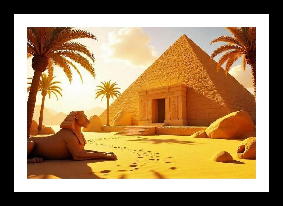 Egyptian Sphinx Sunset: Timeless Majesty Wall Art, Interior Accents, Framing Solutions, Residential/Commercial Decor, Premium Gifts | Size: 8 x 12 inches