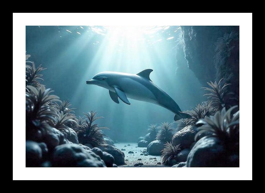 Sunlit Dolphin Dance: Ocean Depths Beauty Wall Art, Interior Accents, Framing Solutions, Residential/Commercial Decor, Premium Gifts | Size: 8 x 12 inches