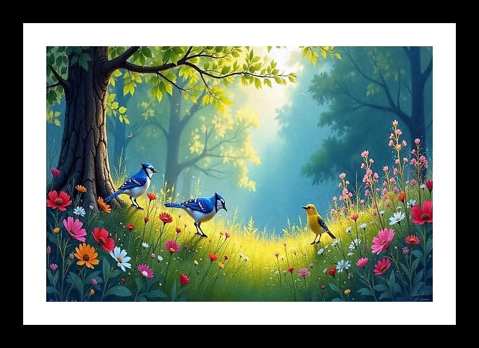 Tropical Paradise Portrait: Birds, Flowers, Lush Forest Canvas. Photo Frame With Photo, Wall Hanging Art, Wall Decor, Home Decor, Picture Frame | Size: 8 x 12 inches