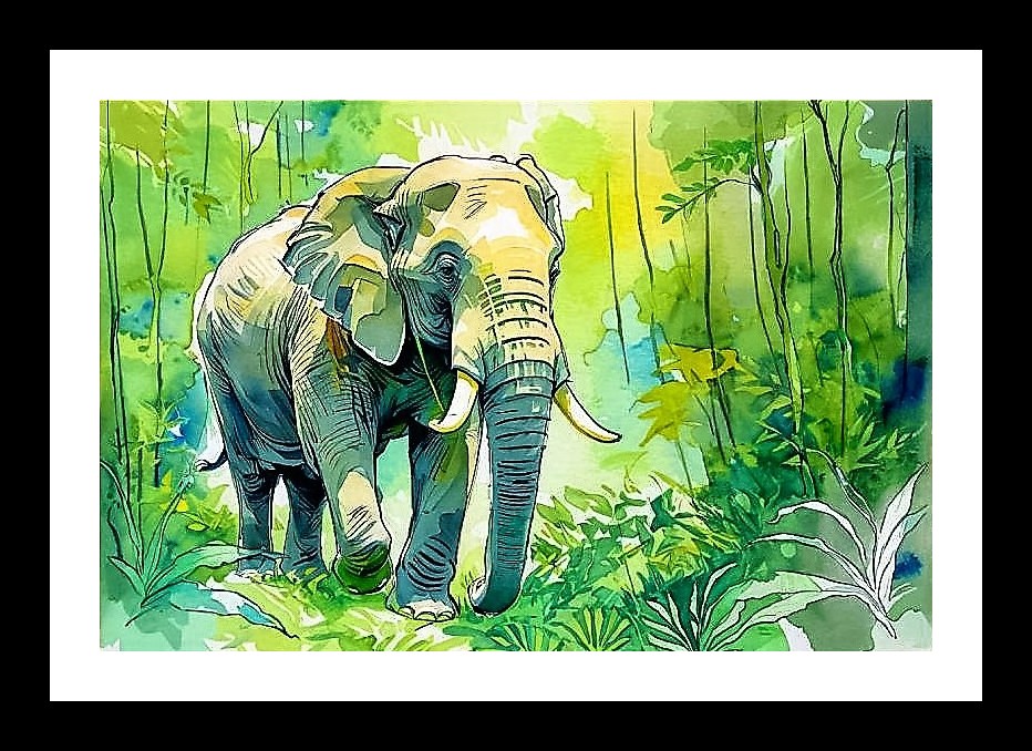Majestic Elephant Jungle Stride: A Captivating Portrait Wall Art, Interior Accents, Framing Solutions, Residential/Commercial Decor, Premium Gifts | Size: 8 x 12 inches