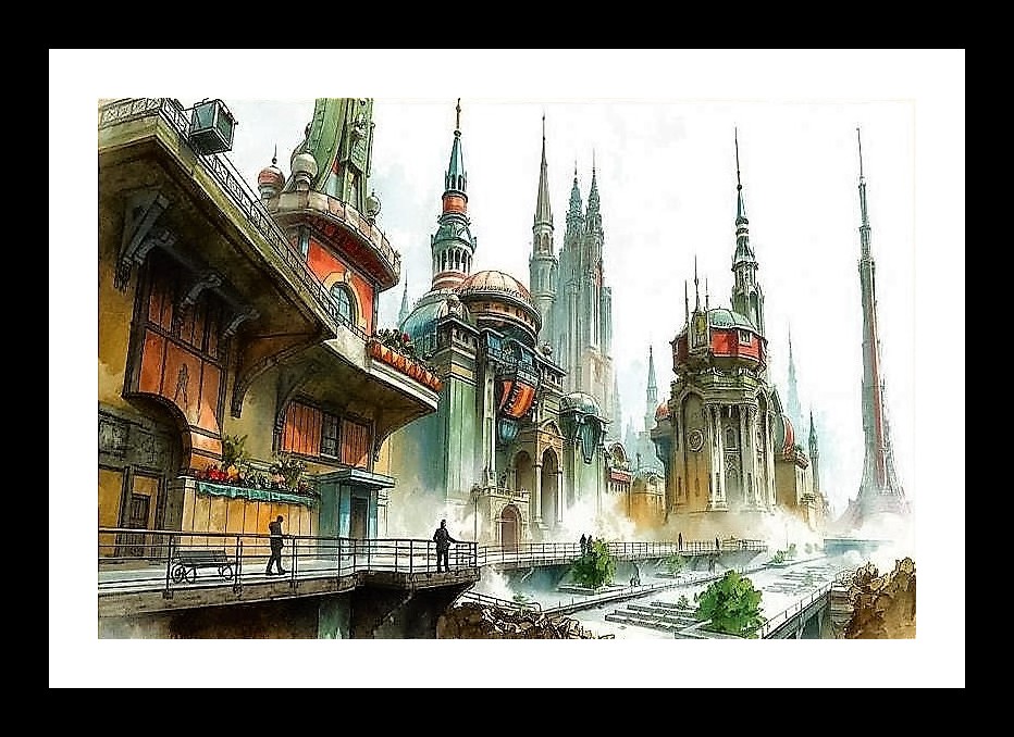 Ethereal Foggy Tapestry: Monasteries and Peaks in Atmospheric Solitude, Photo Frame With Photo, Wall Hanging Art, Wall Decor, Home Decor, Picture Frame | Size: 8 x 12 inches