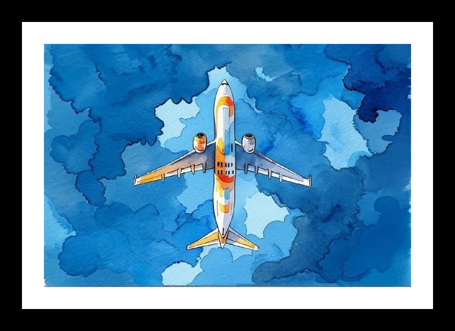 Watercolor Plane Portrait: Vibrant Sky Art. Wall Art, Interior Accents, Framing Solutions, Residential/Commercial Decor, Premium Gifts | Size: 8 x 12 inches
