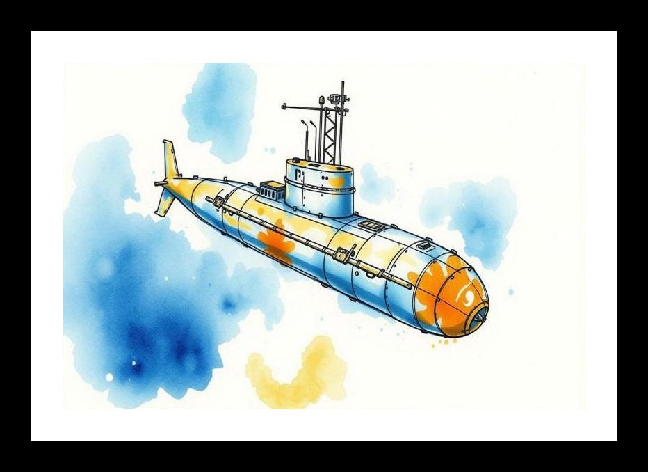 Watercolor Submarine Dreamscape - Wall Art, Interior Accents, Framing Solutions, Residential/Commercial Decor, Premium Gifts | Size: 8 x 12 inches
