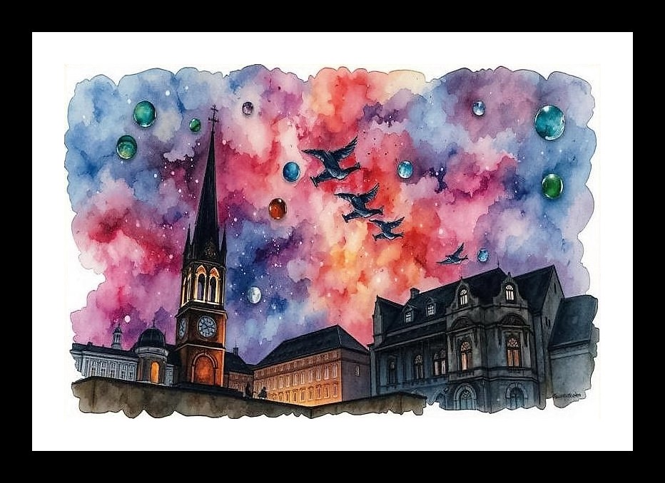 Victorian Palace Night Sky Portrait - Stunning Wall Art, Interior Accents, Framing Solutions, Residential/Commercial Decor, Premium Gifts | Size: 8 x 12 inches