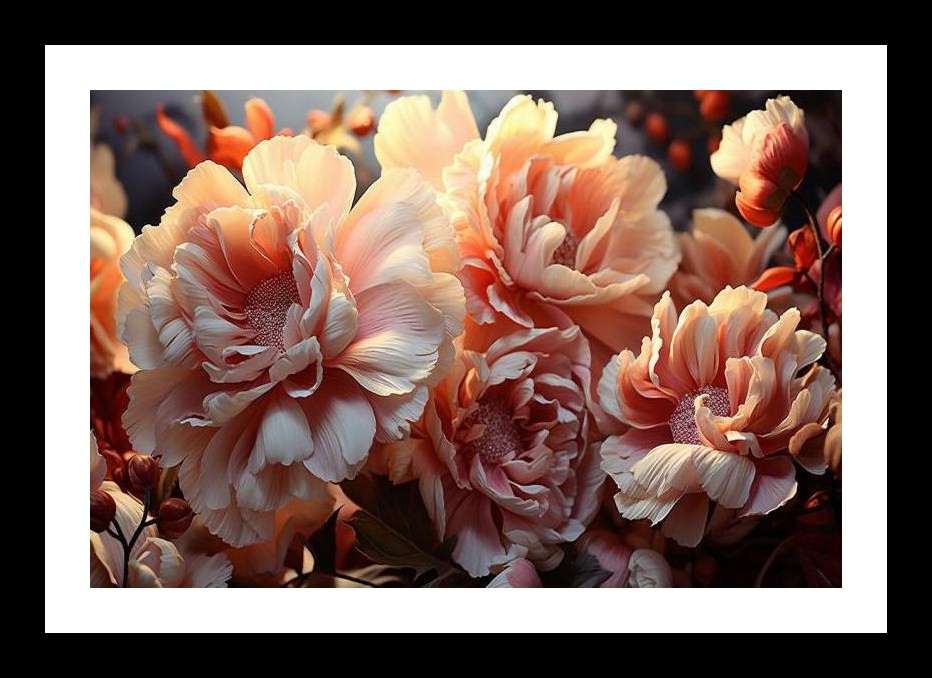 Golden Peach Blossom Serenity - Wall Art, Interior Accents, Framing Solutions, Residential/Commercial Decor, Premium Gifts | Size: 8 x 12 inches