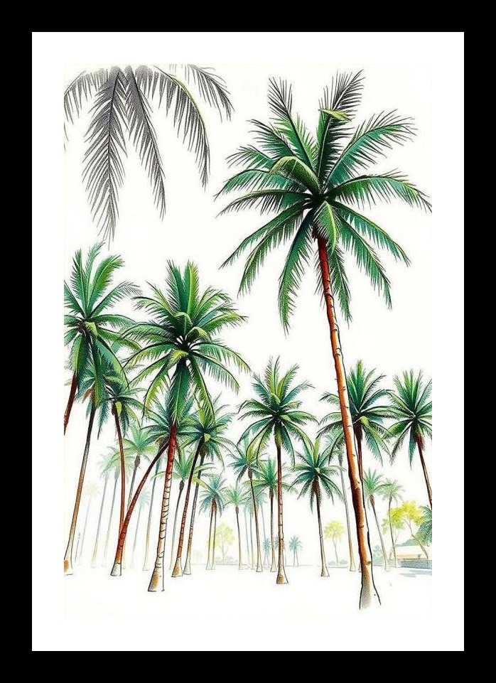 Sun-Kissed Palms Portrait: Tropical Grove Beauty Wall Art, Interior Accents, Framing Solutions, Residential/Commercial Decor, Premium Gifts | Size: 8 x 12 inches