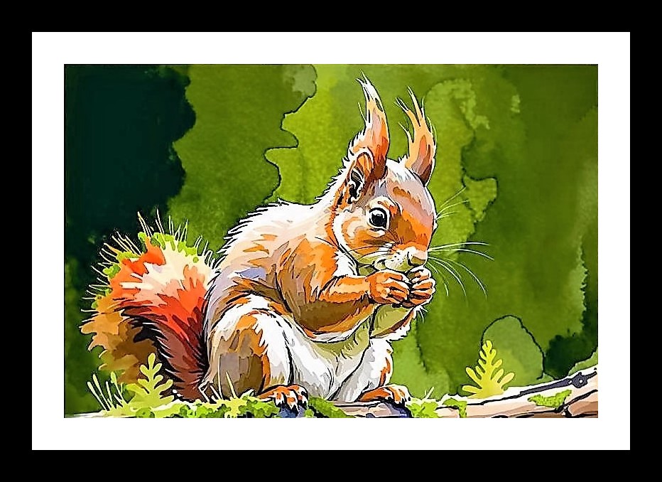 Red Squirrel Portrait: Forest Feast Wall Art, Interior Accents, Framing Solutions, Residential/Commercial Decor, Premium Gifts | Size: 8 x 12 inches