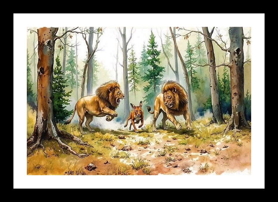 Lion Chase Portrait: Tropical Majesty Photo Frame With Photo, Wall Hanging Art, Wall Decor, Home Decor, Picture Frame | Size: 8 x 12 inches