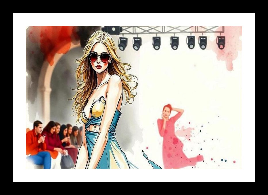 Backstage Glamour: Fashion Model Portrait in Sunglasses. Wall Art, Interior Accents, Framing Solutions, Residential/Commercial Decor, Premium Gifts | Size: 8 x 12 inches