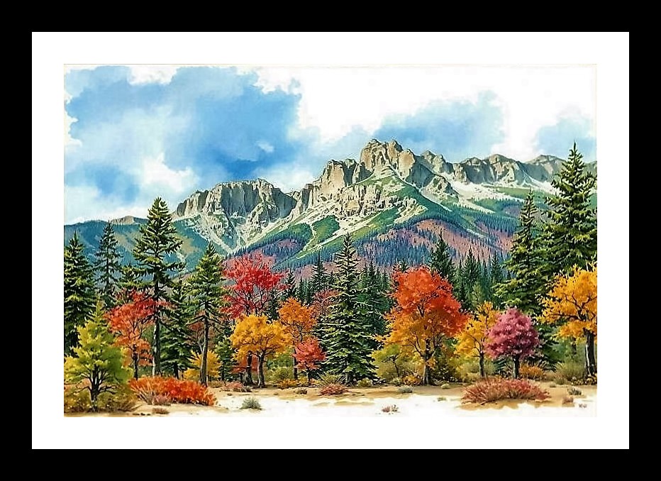Autumn Mountain Majesty Portrait - Breathtaking Wall Art. Photo Frame With Photo, Wall Hanging Art, Wall Decor, Home Decor, Picture Frame | Size: 8 x 12 inches
