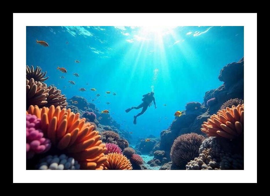 Coral Reef Diver's Paradise: A Stunning Underwater Photo. Wall Art, Interior Accents, Framing Solutions, Residential/Commercial Decor, Premium Gifts | Size: 8 x 12 inches