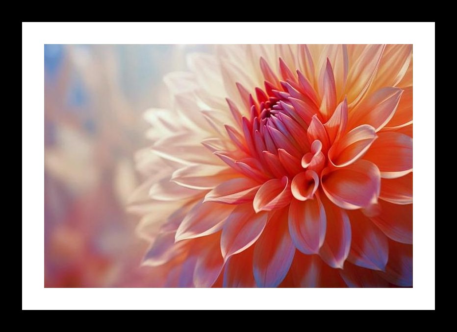 Peach Dahlia in Sunlight: Floral Elegance Captured. Wall Art, Interior Accents, Framing Solutions, Residential/Commercial Decor, Premium Gifts | Size: 8 x 12 inches