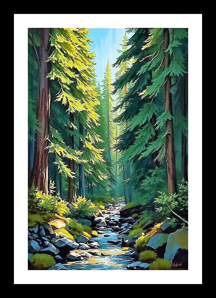Emerald Forest Portrait: Nature's Serene Embrace. Wall Art, Interior Accents, Framing Solutions, Residential/Commercial Decor, Premium Gifts | Size: 8 x 12 inches