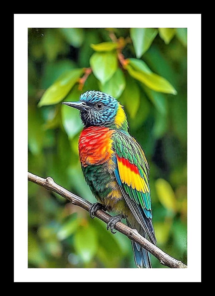 Tropical Bird Portrait - Jungle Scene Beauty Photo Frame With Photo, Wall Hanging Art, Wall Decor, Home Decor, Picture Frame | Size: 8 x 12 inches