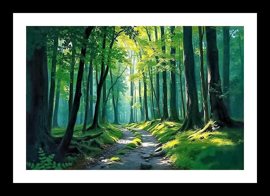 Enchanted Forest Path: Sunlit Woods Portrait Wall Art, Interior Accents, Framing Solutions, Residential/Commercial Decor, Premium Gifts | Size: 8 x 12 inches