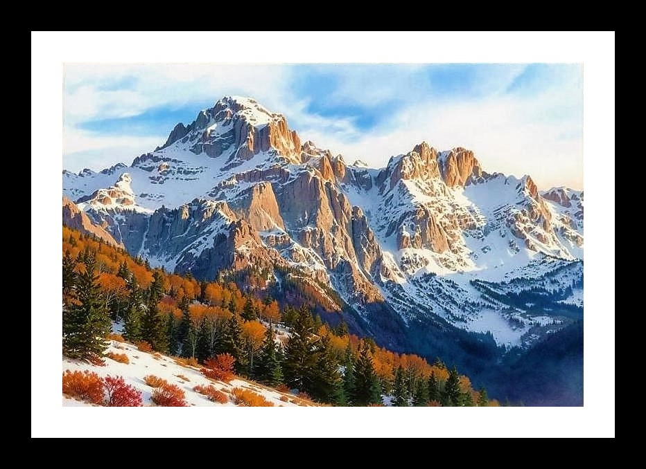 Autumn Foothills: Majestic Peak Portrait Wall Art, Interior Accents, Framing Solutions, Residential/Commercial Decor, Premium Gifts | Size: 8 x 12 inches