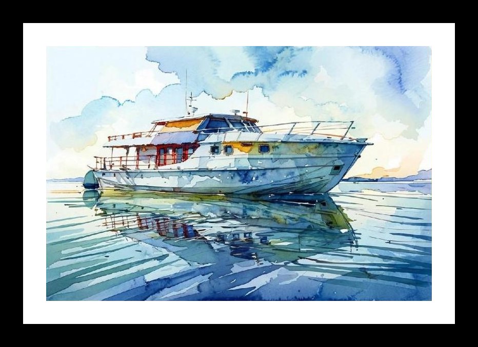 Tranquil Yacht Portrait: Serene Waters, Timeless Beauty Wall Art, Interior Accents, Framing Solutions, Residential/Commercial Decor, Premium Gifts | Size: 8 x 12 inches