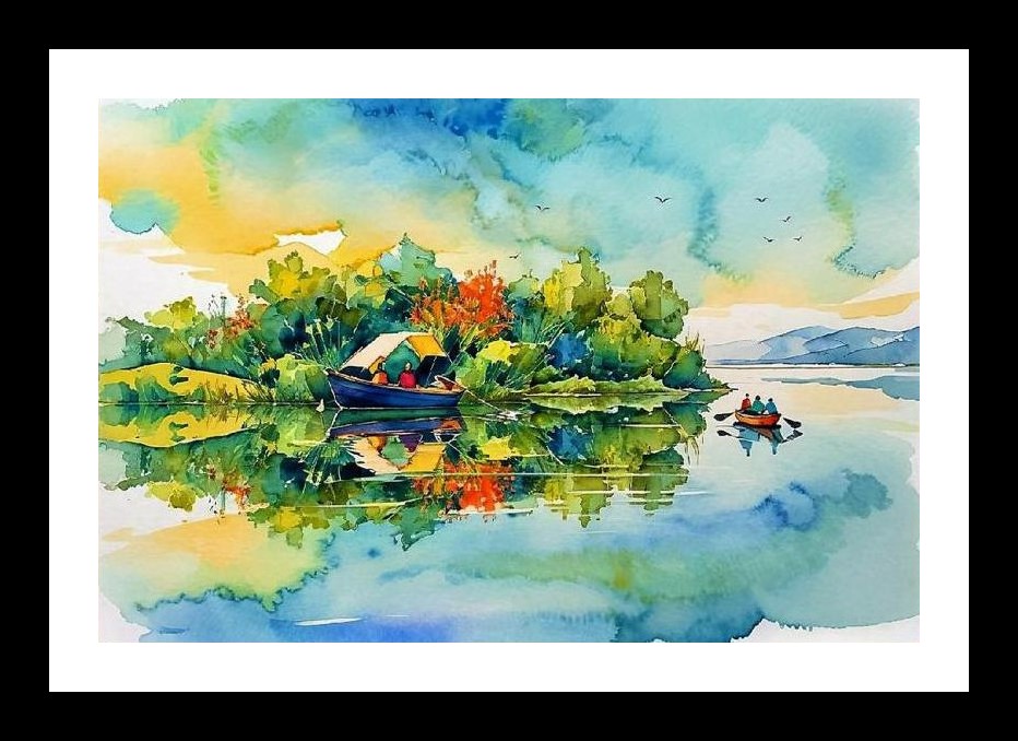 Lakeside Serenity: Vibrant Reflections Portrait Wall Art, Interior Accents, Framing Solutions, Residential/Commercial Decor, Premium Gifts | Size: 8 x 12 inches