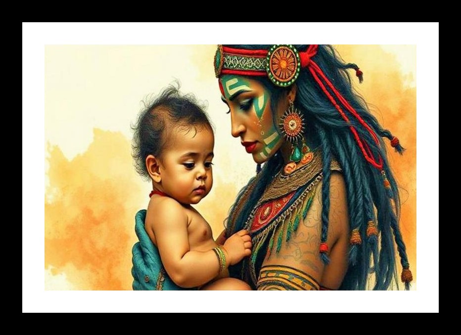 Timeless Mother's Love: Vibrant Portrait. Wall Art, Interior Accents, Framing Solutions, Residential/Commercial Decor, Premium Gifts | Size: 8 x 12 inches