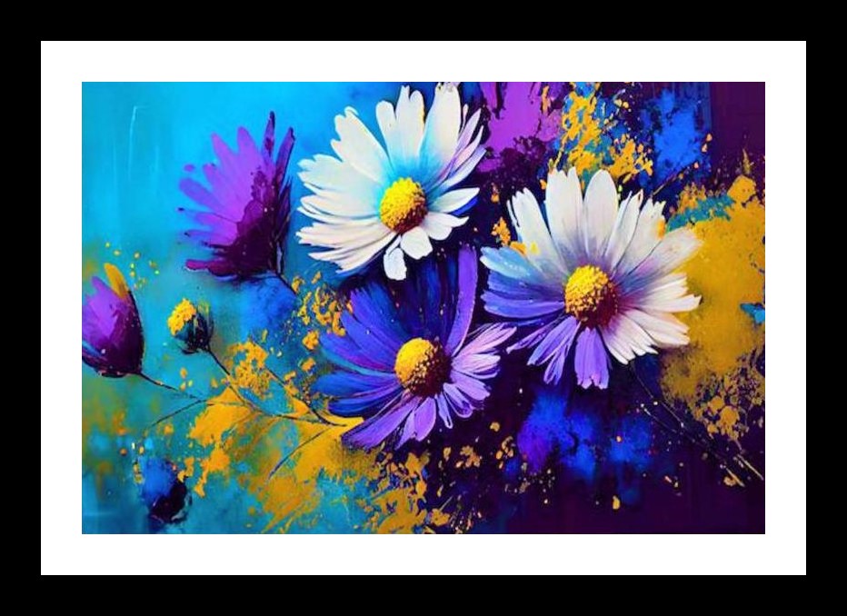 Wildflower Symphony: Vibrant Portrait on Abstract. Wall Art, Interior Accents, Framing Solutions, Residential/Commercial Decor, Premium Gifts | Size: 8 x 12 inches