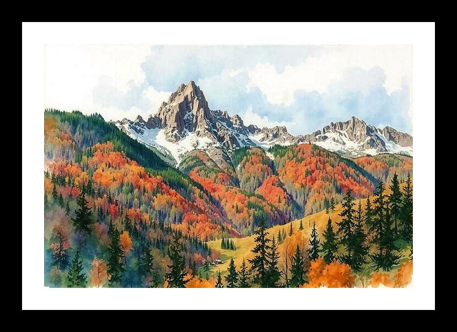 Majestic Mountain Vista Portrait: Snow Peaks & Lush Valley. Photo Frame With Photo, Wall Hanging Art, Wall Decor, Home Decor, Picture Frame | Size: 8 x 12 inches