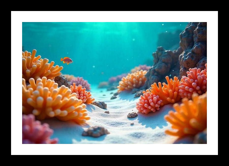 Sunlit Coral Reef Paradise - Ocean Art Wall Art, Interior Accents, Framing Solutions, Residential/Commercial Decor, Premium Gifts | Size: 8 x 12 inches