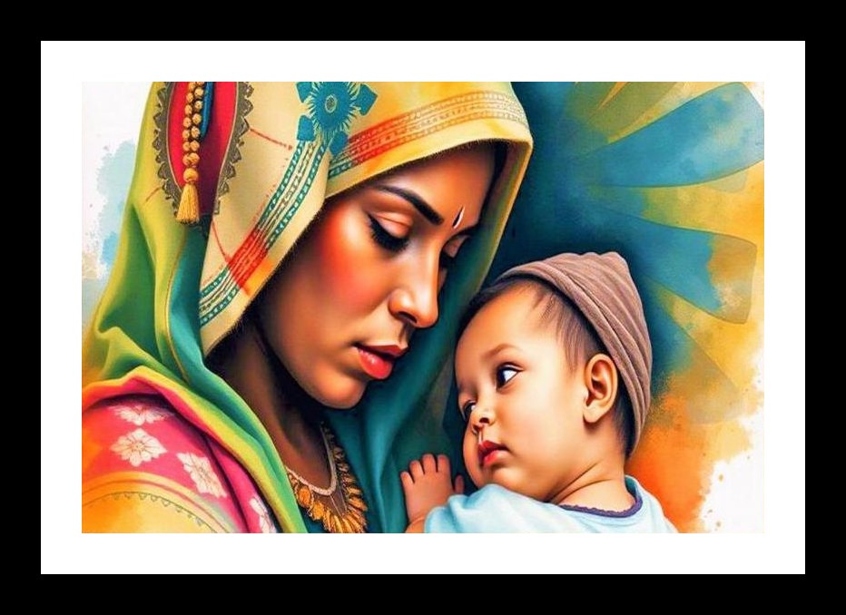 A Mother's Embrace: Timeless Love Portrait. Wall Art, Interior Accents, Framing Solutions, Residential/Commercial Decor, Premium Gifts | Size: 8 x 12 inches