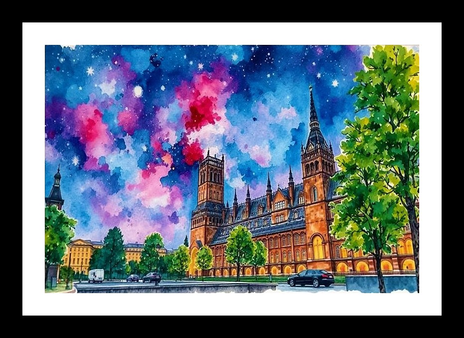 Victorian Palace Nightscape Portrait - Vibrant & Dreamy Photo Frame With Photo, Wall Hanging Art, Wall Decor, Home Decor, Picture Frame | Size: 8 x 12 inches