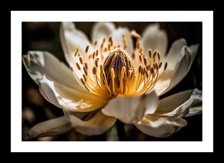 Golden Bloom: Sunlight on Delicate White Flower Wall Art, Interior Accents, Framing Solutions, Residential/Commercial Decor, Premium Gifts | Size: 8 x 12 inches