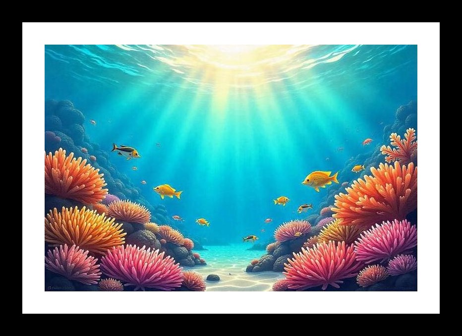 Sunbeam Coral Reef: A Vibrant Underwater Paradise. Wall Art, Interior Accents, Framing Solutions, Residential/Commercial Decor, Premium Gifts | Size: 8 x 12 inches