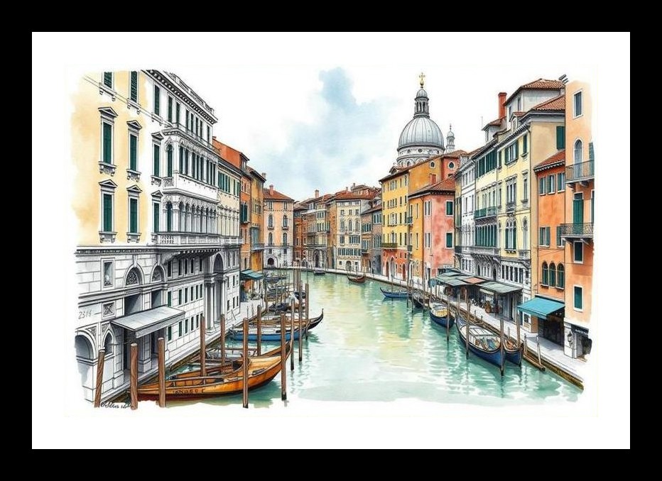 Venetian Canal Dream: Vibrant Art for Your Space Wall Art, Interior Accents, Framing Solutions, Residential/Commercial Decor, Premium Gifts | Size: 8 x 12 inches