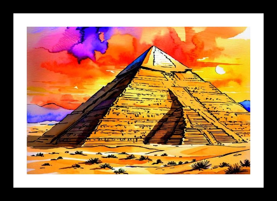Sunset Pyramid Portrait - Majestic Wall Art, Interior Accents, Framing Solutions, Residential/Commercial Decor, Premium Gifts | Size: 8 x 12 inches