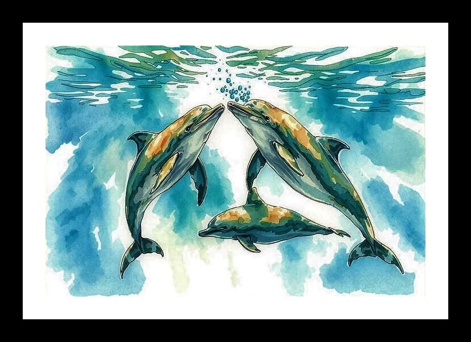 Ocean's Fury: Watercolor Sharks in Blue. Photo Frame With Photo, Wall Hanging Art, Wall Decor, Home Decor, Picture Frame | Size: 8 x 12 inches